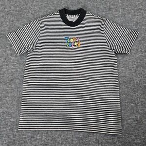 Teddy Fresh Men's Striped Embroidered Logo Short Sleeve T Shirt Size Medium
